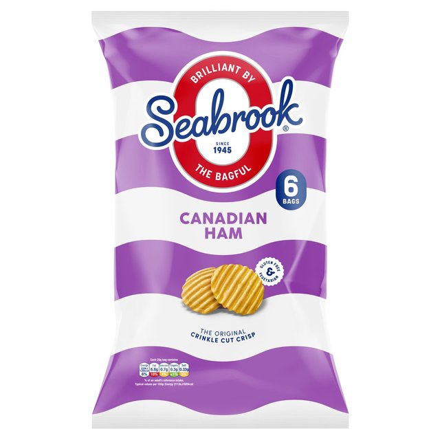 Seabrook Crinkle Cut Canadian Ham Crisps 6 per pack Botiga