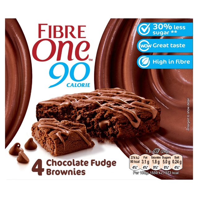 Fibre One 90 Calorie Chocolate Fudge Brownies 4 x 24g Botiga