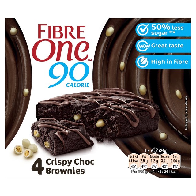 Fibre One 90 Calorie Crispy Choc Brownies 4 x 24g Botiga