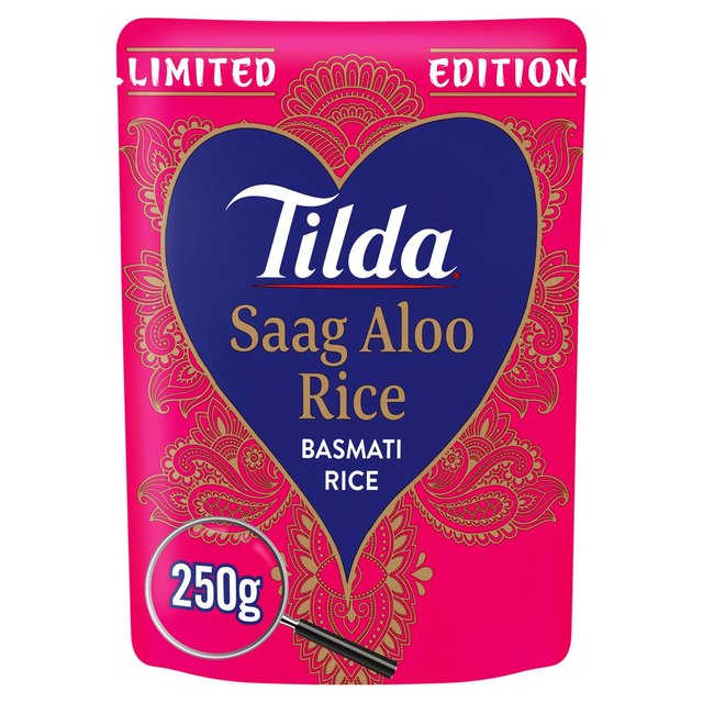 Tilda Microwave Limited Edition Saag Aloo Basmati Rice 250g Botiga