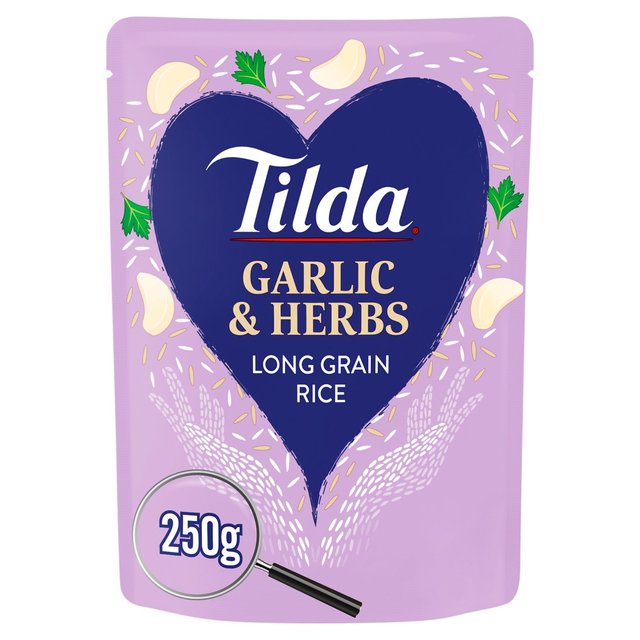 Tilda Microwave Garlic and Herbs Long Grain Rice 250g Botiga