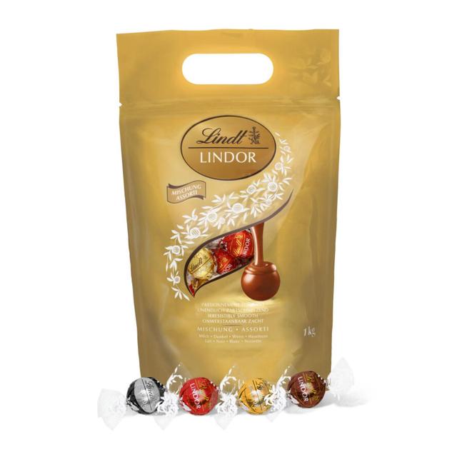 Lindt LINDOR Assorted Chocolate Truffles Gold Bag 1kg Botiga