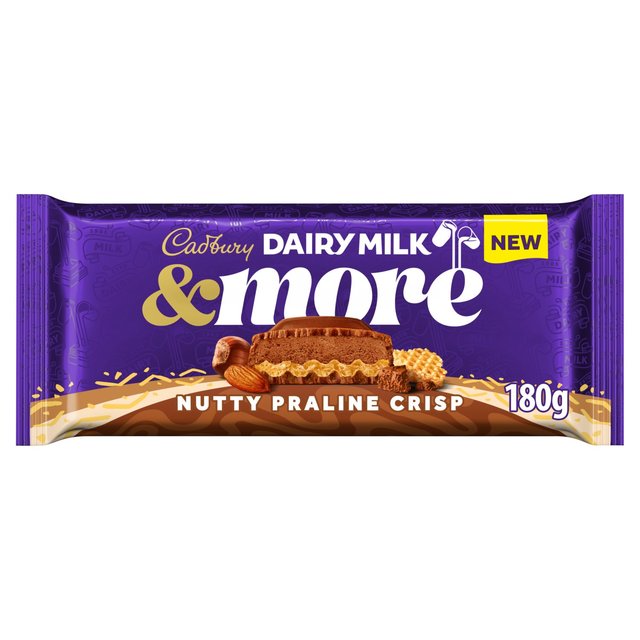 Cadbury Dairy Milk & More Nutty Praline Crisp 180g Botiga