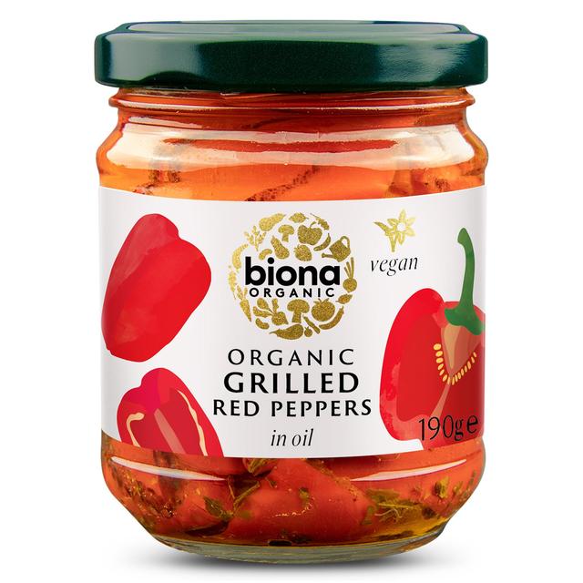 Biona Organic Grilled Red Peppers in Oil 190g Botiga