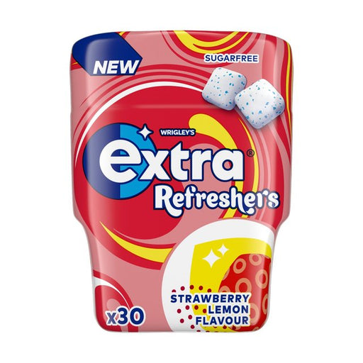 Extra Refreshers Strawberry Lemon Sugarfree Chewing Gum Bottle 67g Botiga