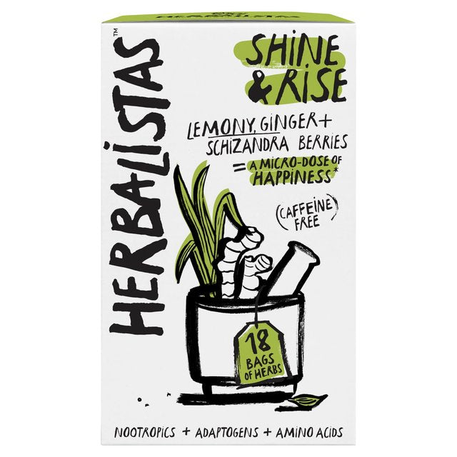 Herbalistas Shine & Rise Herbal Tea with Lemongrass, Ginger & Schizandra 18 per pack Botiga