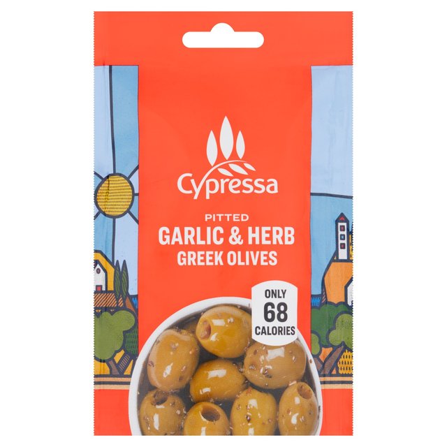 Cypressa Garlic & Herb Pitted Greek Olives 50g Botiga