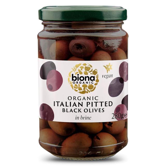 Biona Organic Pitted Black Olives in Brine 280g Botiga