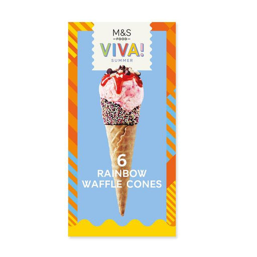 M&S VIVA 6 Rainbow Waffle Cones 75g Botiga