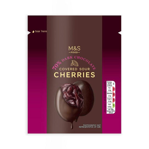 M&S 70% Dark Chocolate Sour Cherries 130g Botiga