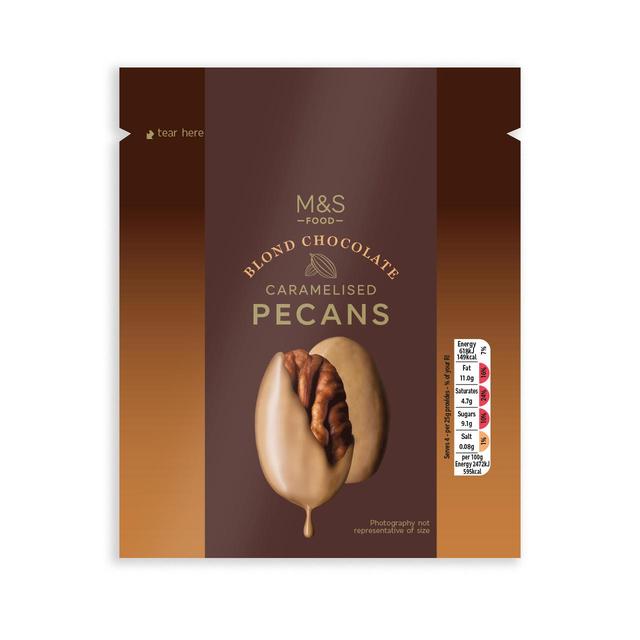 M&S Blond Chocolate Caramelised Pecans 100g Botiga