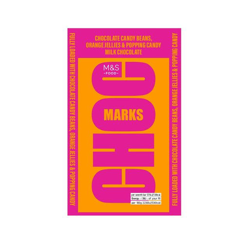 M&S Choc Marks Candy Beans, Orange Jellies & Popping Candy Milk Chocolate 180g Botiga