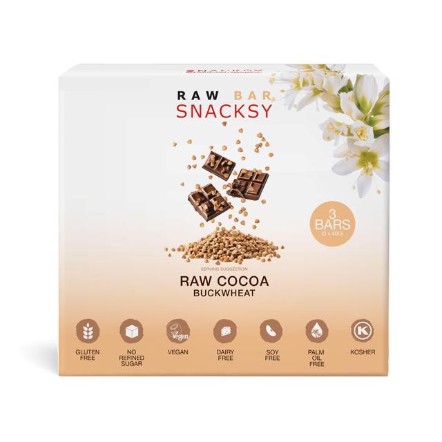 Snacksy Raw Chocolate Buckwheat 3 x 40g Botiga