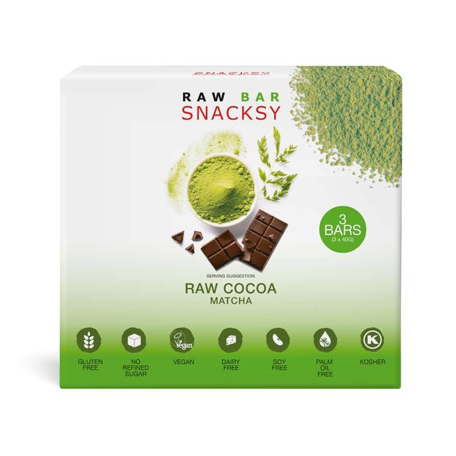 Snacksy Raw Chocolate Matcha 3 x 40g Botiga