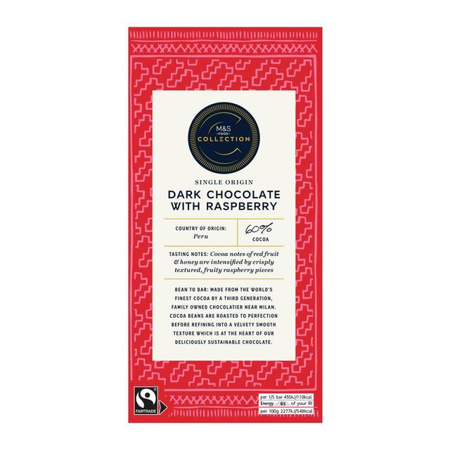 M&S Collection 60% Peruvian Dark Chocolate with Raspberry 100g Botiga