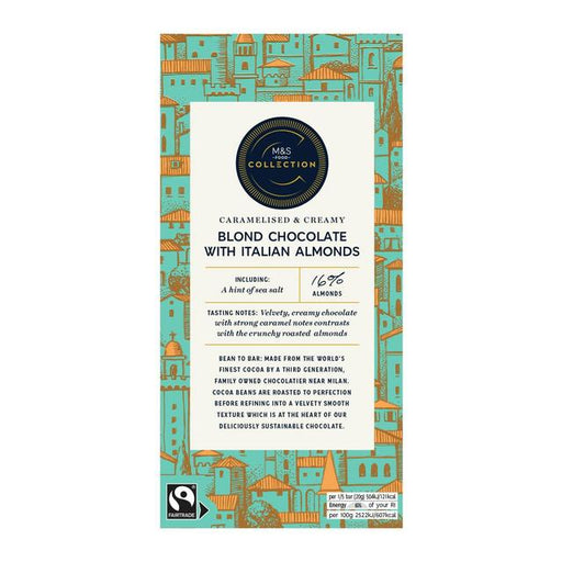 M&S Collection Blond Chocolate with Italian Almonds 100g Botiga