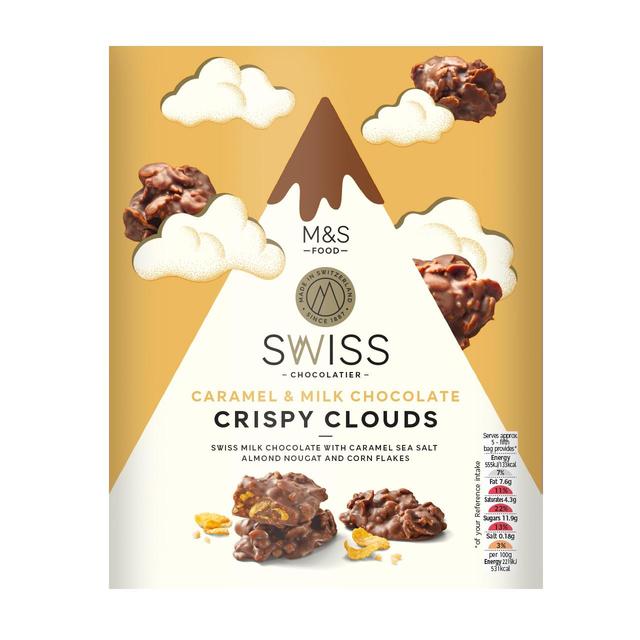 M&S Swiss Caramel & Milk Chocolate Crispy Clouds 140g Botiga