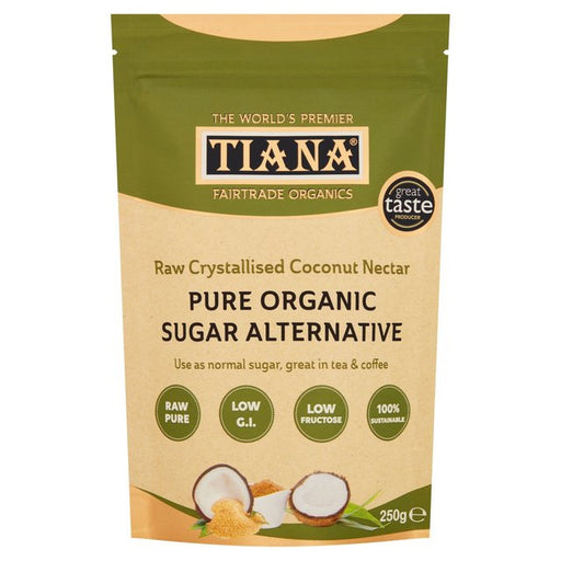 TIANA Fairtrade Organic Crystallised Raw Coconut Nectar, Sugar Alternative 250g Botiga