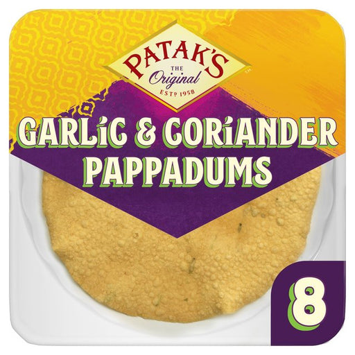 Patak's Garlic & Coriander Pappadums 8 per pack Botiga