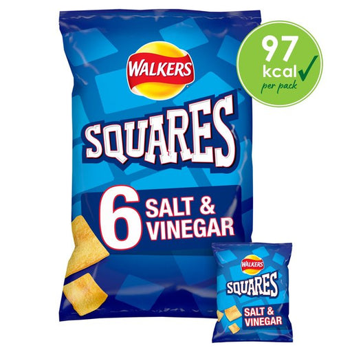 Walkers Squares Salt & Vinegar Multipack Snacks 6 per pack Botiga